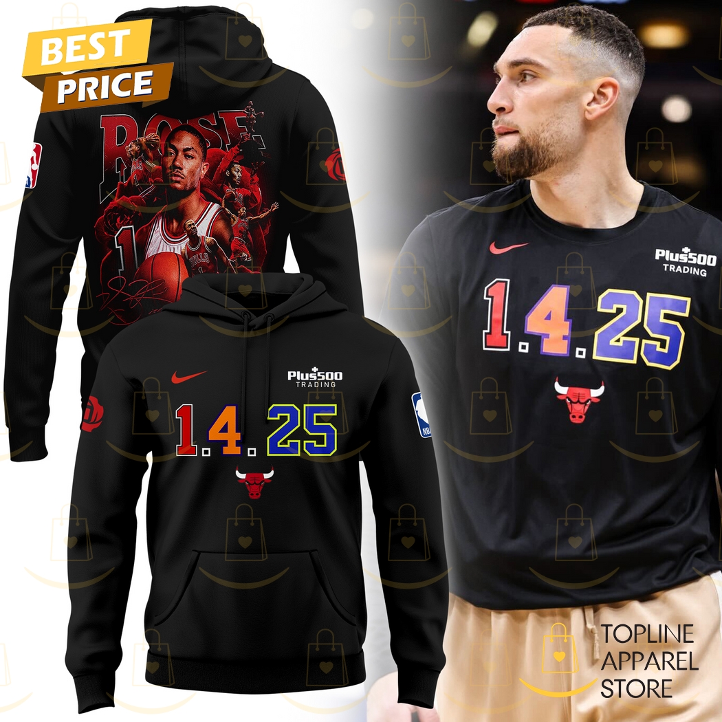 1.4.25 Derrick Rose Chicago Bulls Signature Hoodie Premium Merchandise