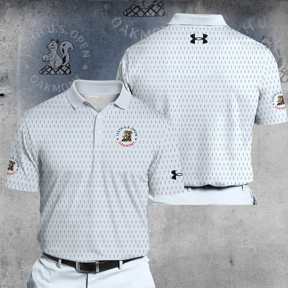 125th U.S. Open Oakmont Light Blue V2 UA Men Polo Shirt Golf Gifts For Golfers