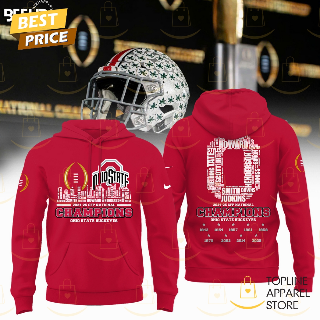 2024-2025-25 CFP National Championa Ohio State Buckeyes Hoodie