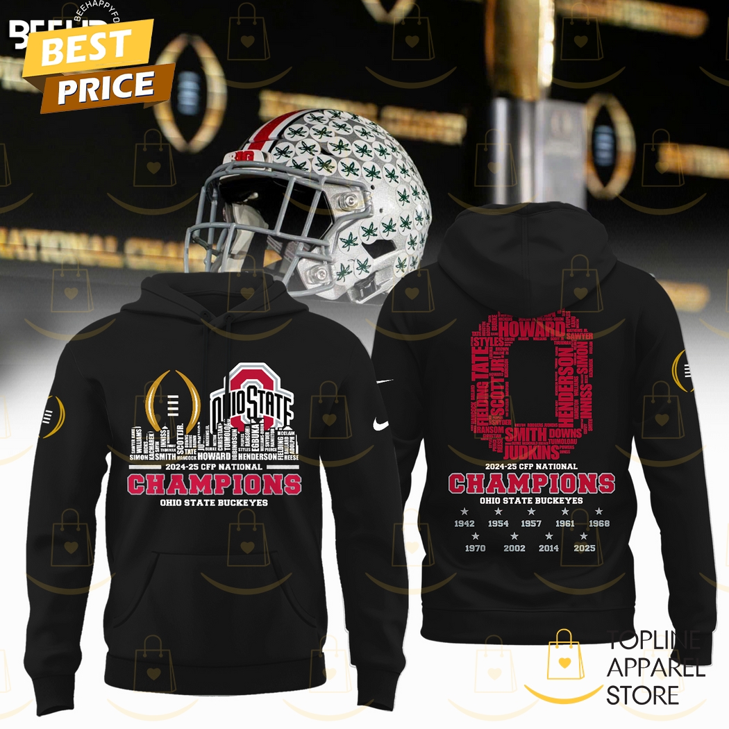2024-2025-25 CFP National Championa Ohio State Buckeyes Hoodie - Black