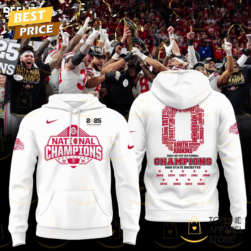 2024-2025-25 CFP National Champions Ohio State Buckeyes Hoodie