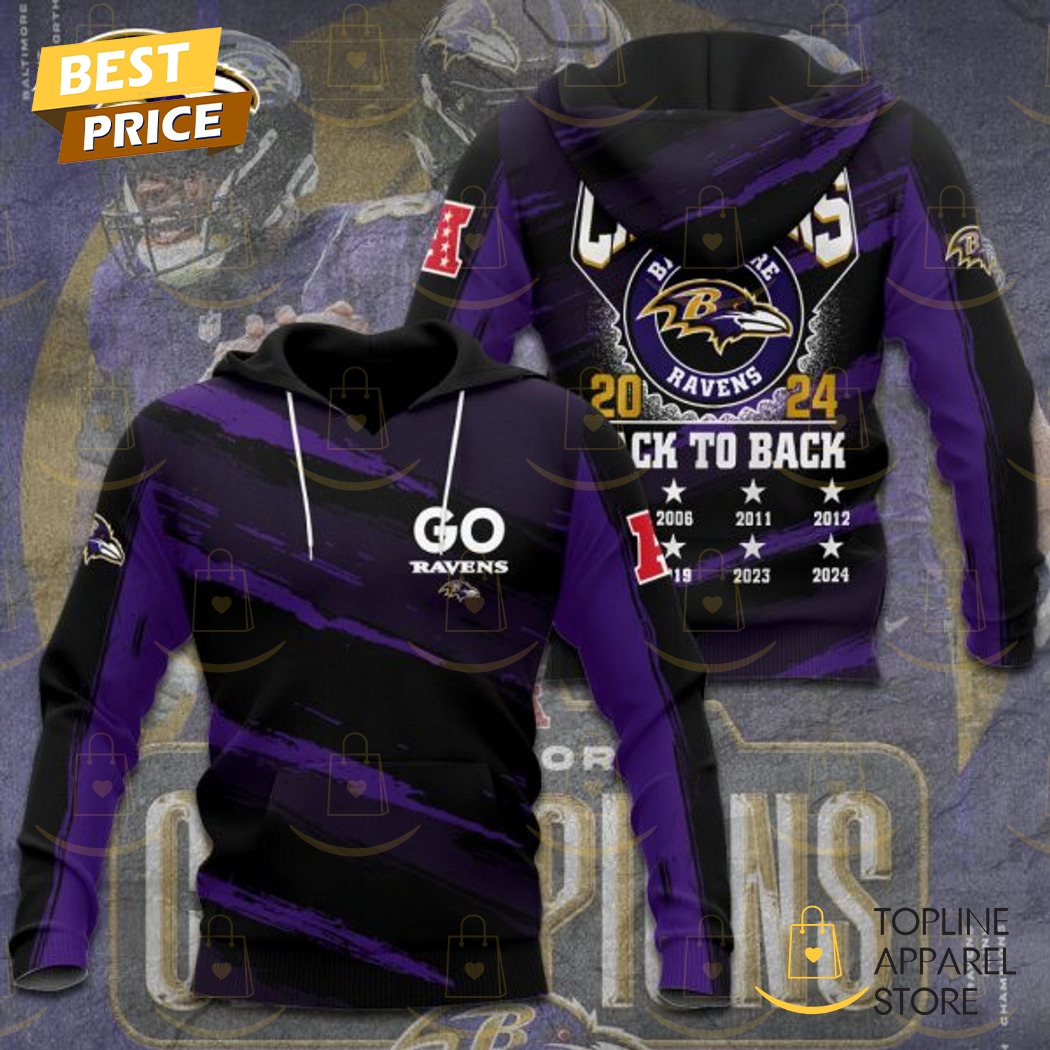 2024-2025 AFC North Champs Baltimore Ravens Back To Back Go Ravens Hoodie