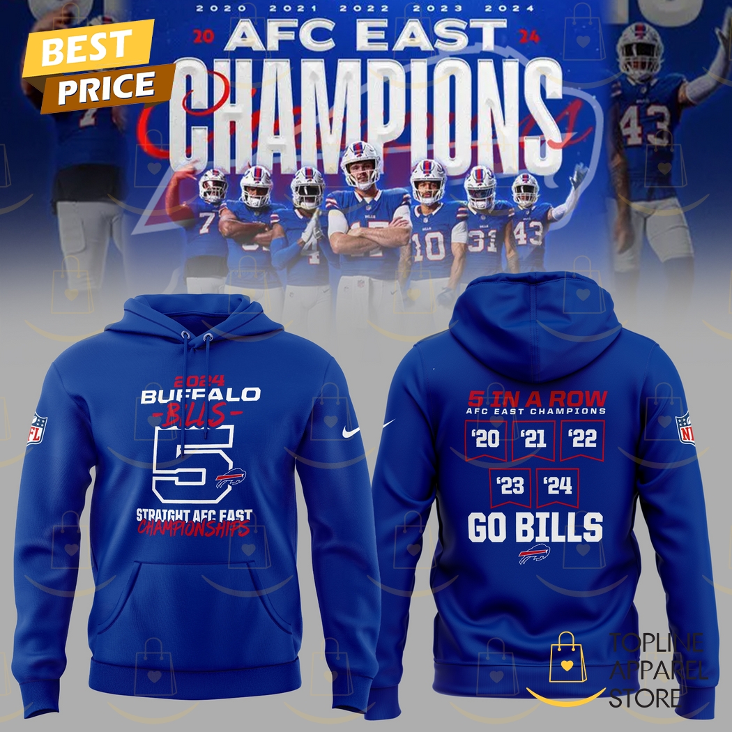 2024-2025 Buffalo Bills 5 Traight AFC East Championships Buffalo Bills Hoodie