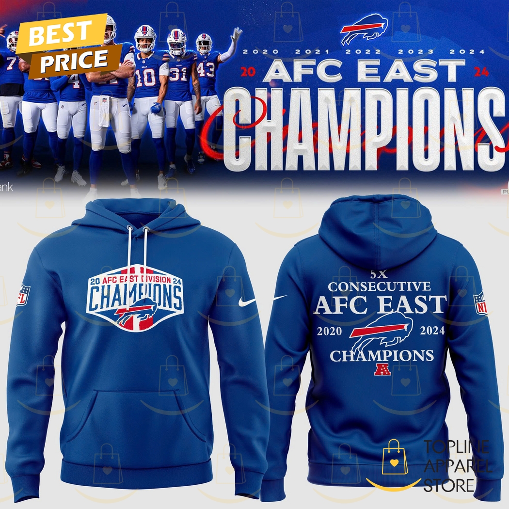 2024-2025 Buffalo Bills 5x Consecutive AFC East 2020-2024-2025 Champions Hoodie