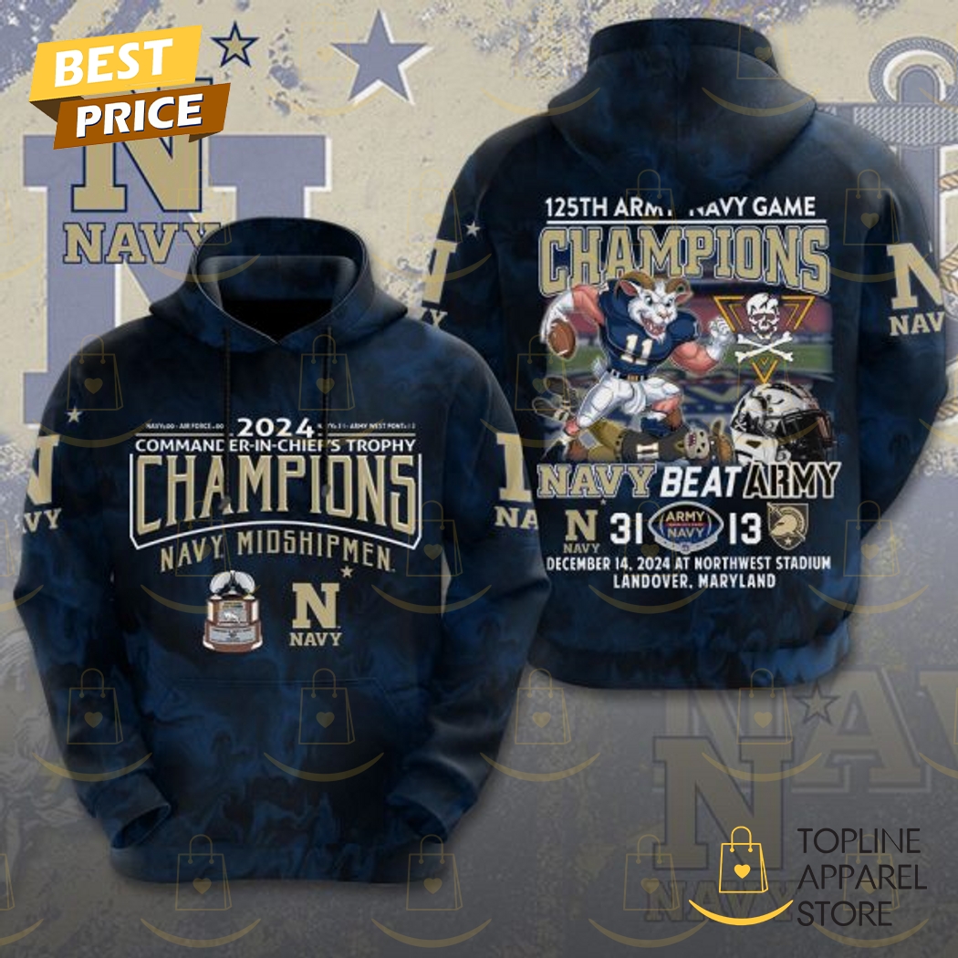 2024-2025 Commander In Chiefs Trophy Champions Navy Midshipmen Hoodie