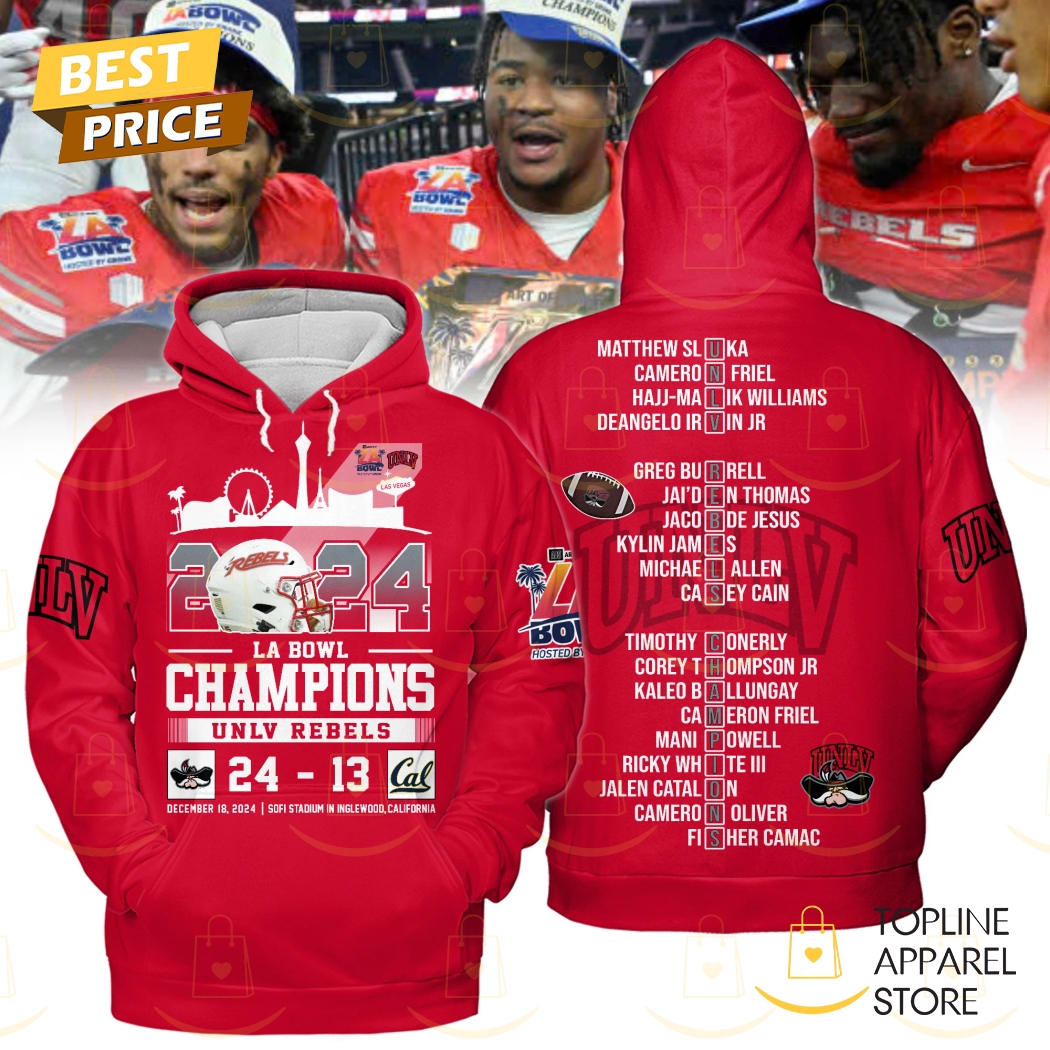 2024-2025 LA Bowl Champions UNLV Rebels Football Hoodie