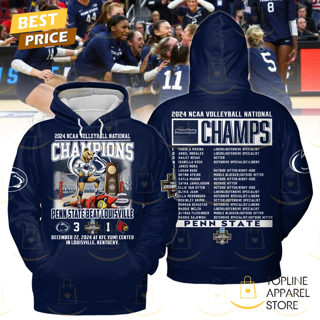 2024-2025 National Champions Penn State Nittany Lions Volleyball Beat Louisville Hoodie