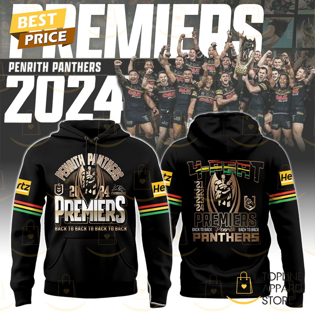 2024-2025 Penrith Panthers 4 Peat Premiers Back To Back To Back To Back Hoodie