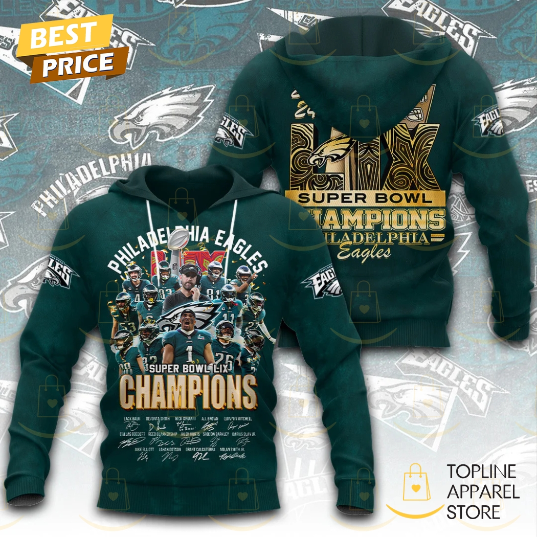 2024-2025 Philadelphia Eagles Super Bowl LIX Champions Signature Hoodie Premium Merchandise