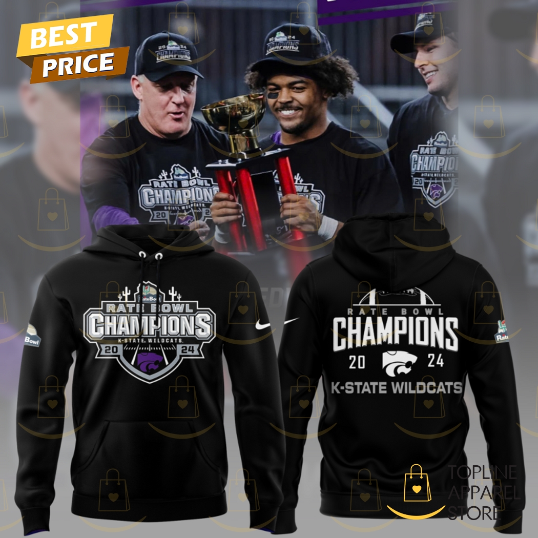 2024-2025 Rate Bowl Champions K-State Kansas State Wildcats Black Hoodie