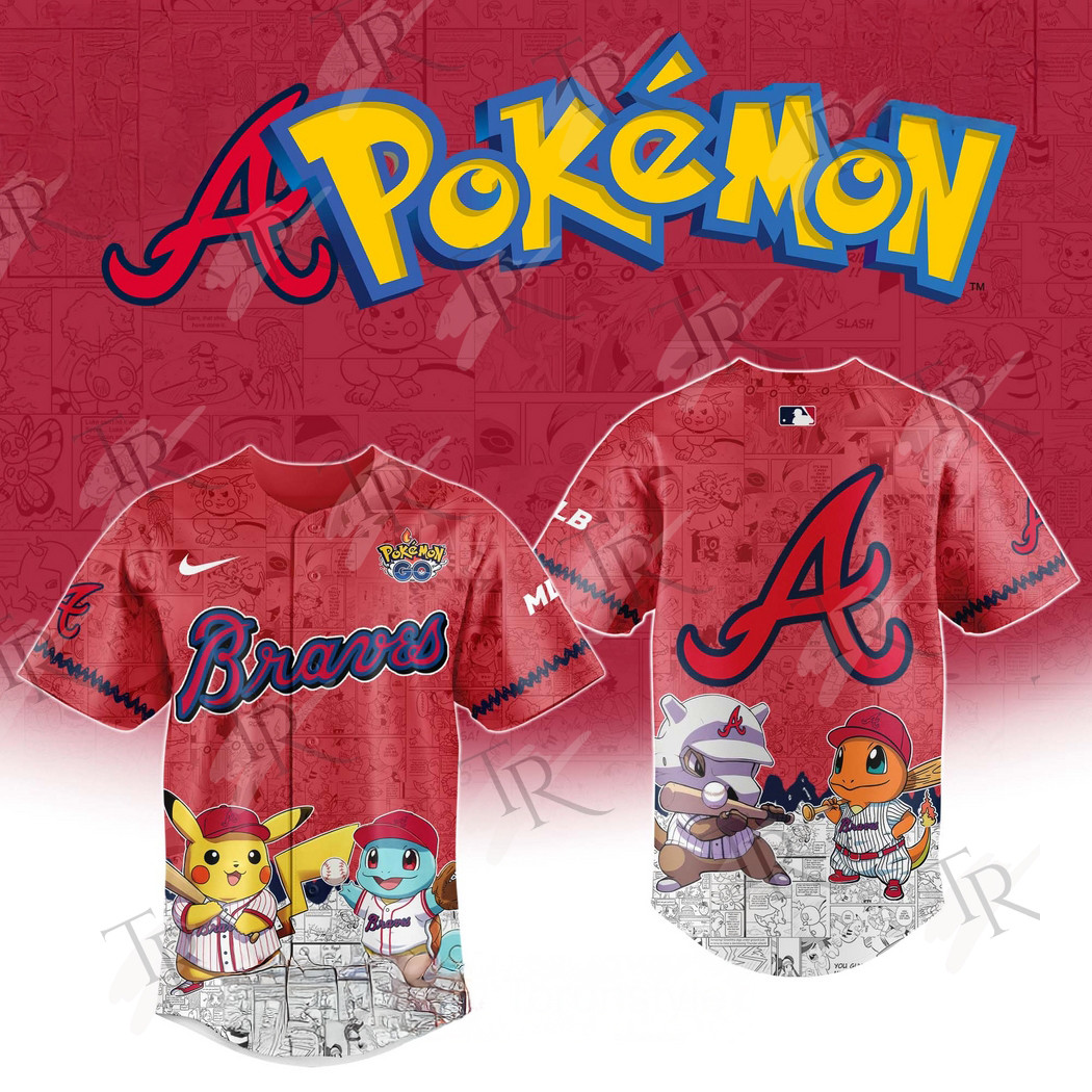 2025 Atlanta Braves Pokemon Go Special Baseball Jersey Unique Baseball Gifts