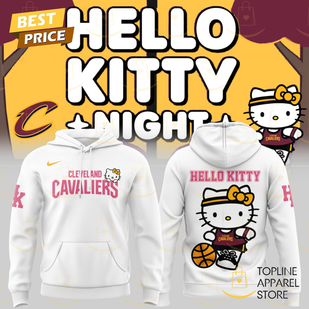 2025 Cleveland Cavaliers Basketball x Hello Kitty Night Hoodie - White