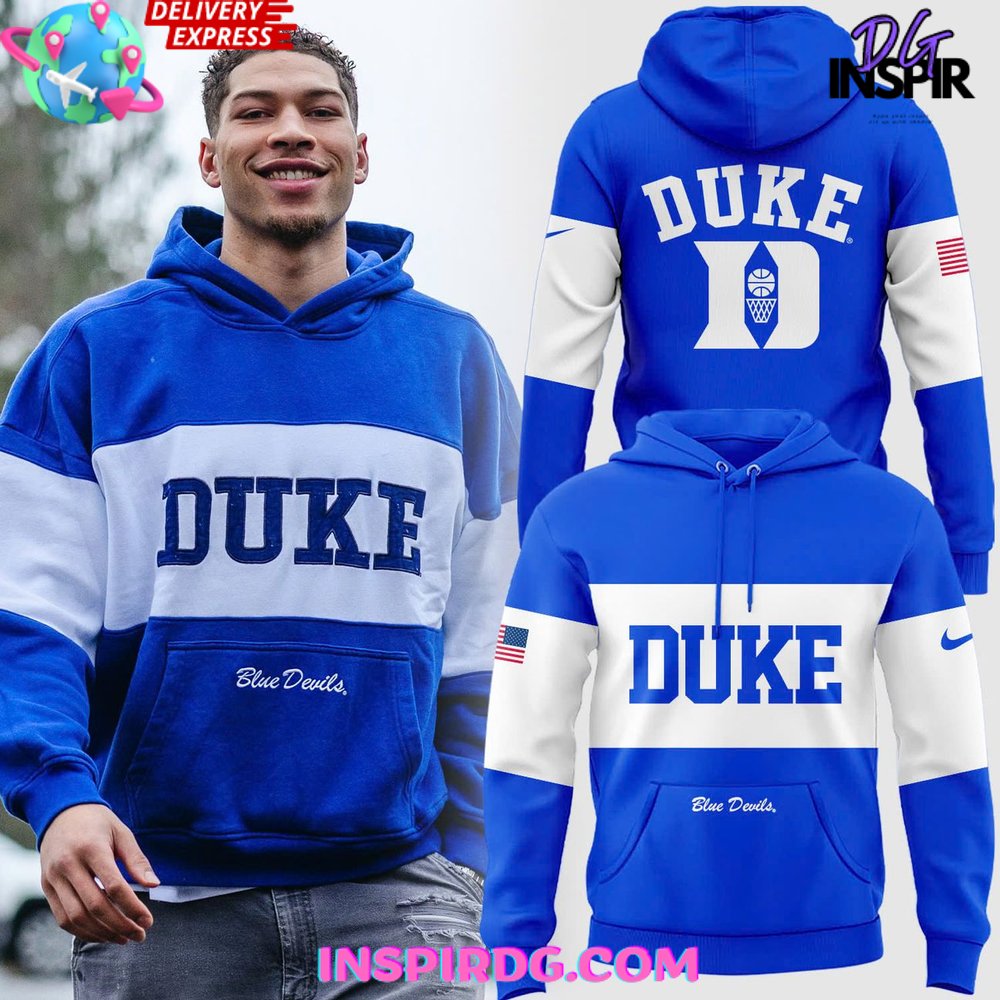 2025 Duke Menâ€™s Basketball White Blue Hoodie Premium Merchandise