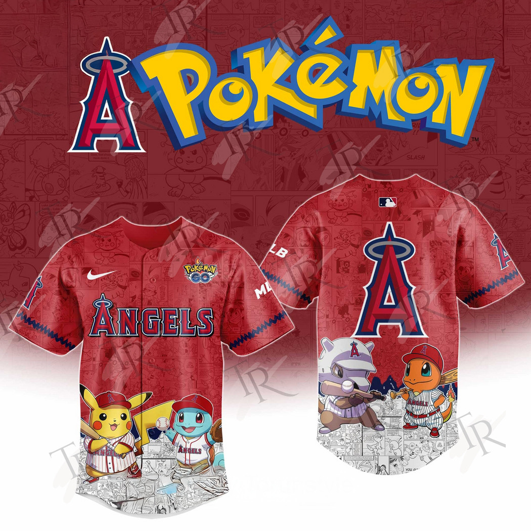 2025 Los Angeles Angels Pokemon Go Special Edition Baseball Jersey Baseball Coach Gift Ideas