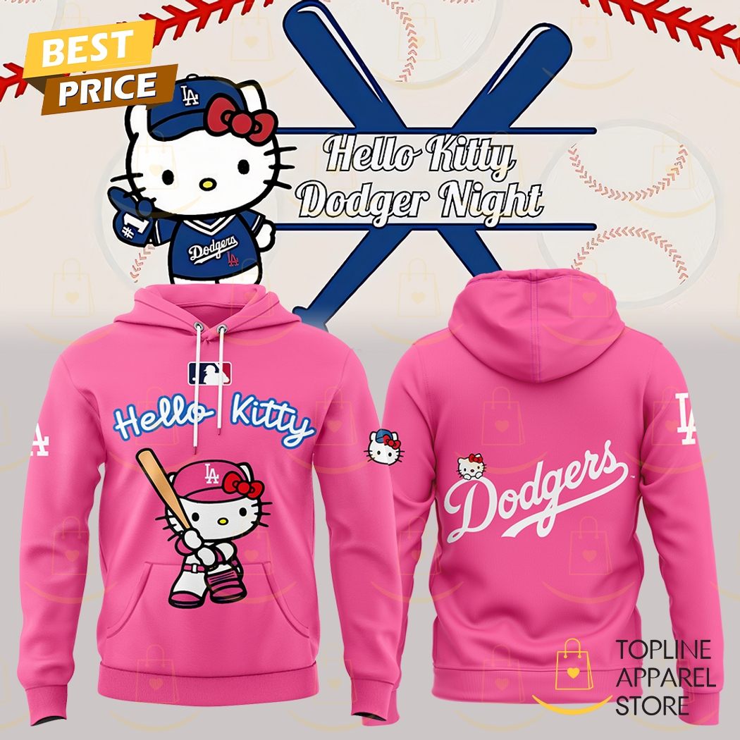 2025 Los Angeles Dodgers x Hello Kitty Night Hoodie - Pink Premium Merchandise