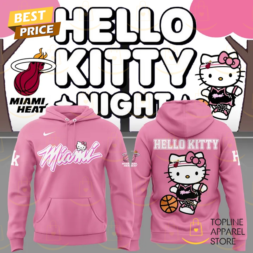 2025 Miami Heat Basketball x Hello Kitty Night Hoodie - Pink