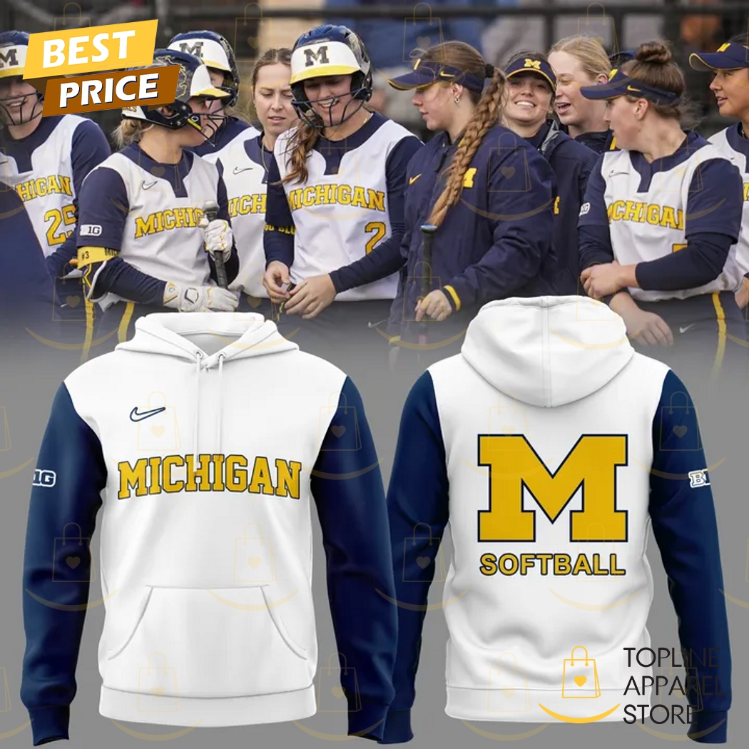 2025 Michigan Wolverines Softball Logo Hoodie - White