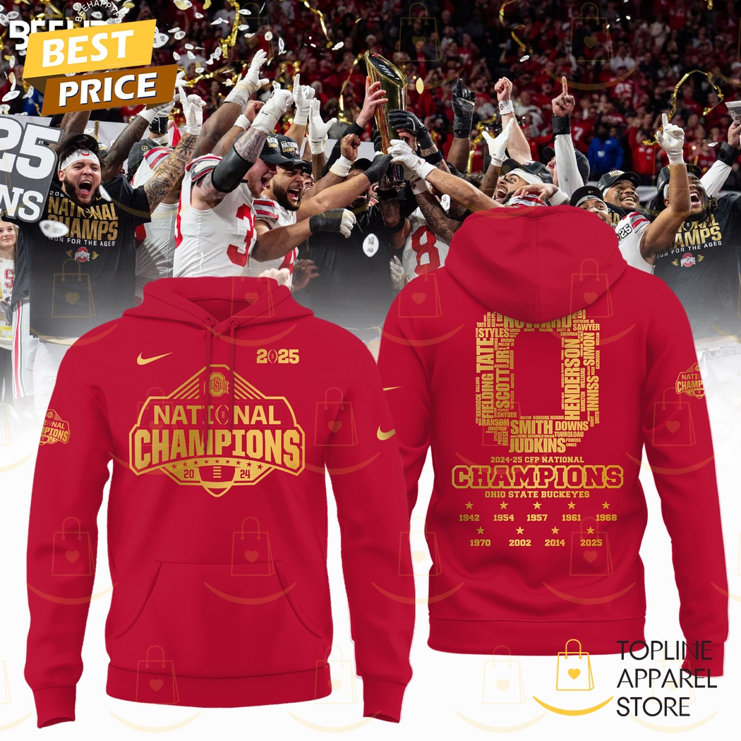 2025 National Champions Ohio State Buckeyes Hoodie - Red