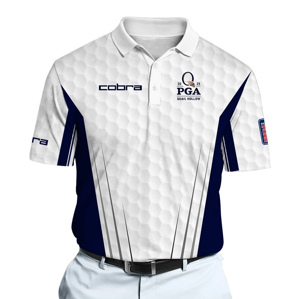 2025 PGA Tour White And Blue Golf Pattern Dynamic Microfiber CB Men Polo Shirt Gifts For Male Golfers