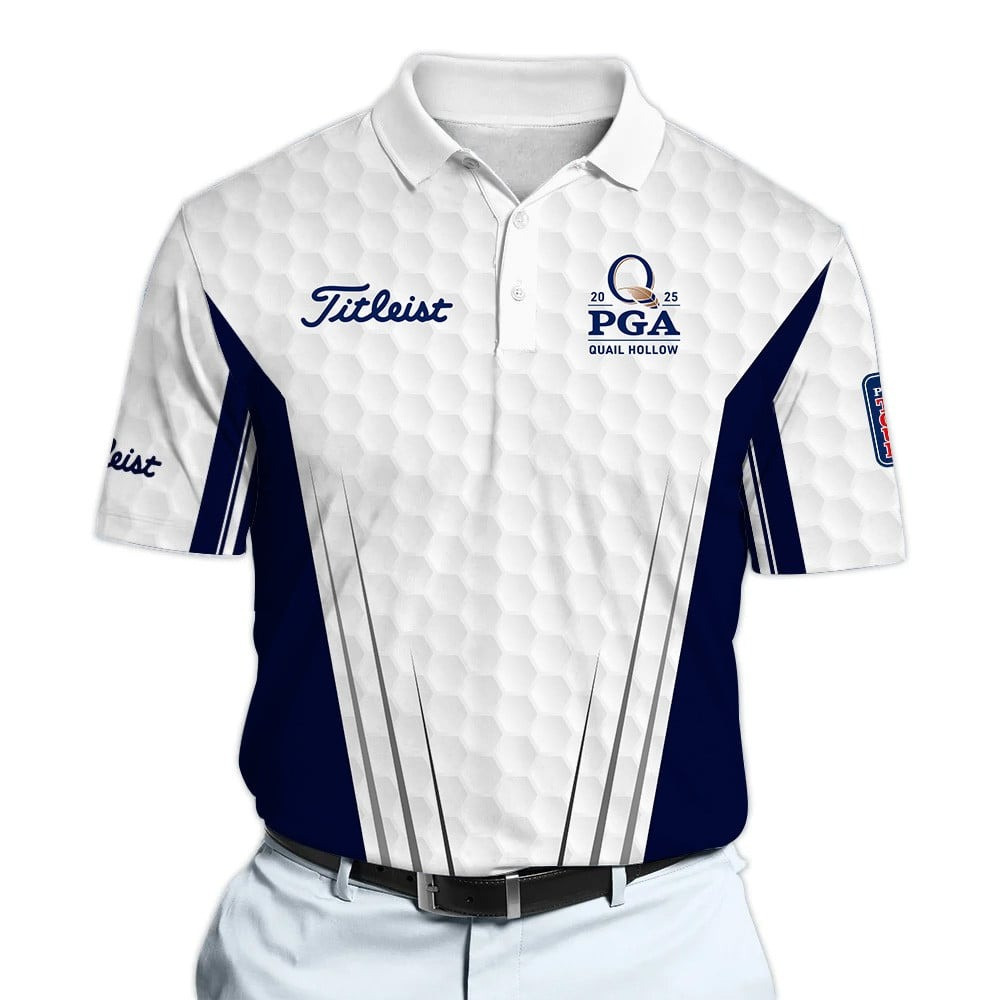 2025 PGA Tour White And Blue Golf Pattern Dynamic Microfiber Men Polo Shirt Golf Gifts For Golfers