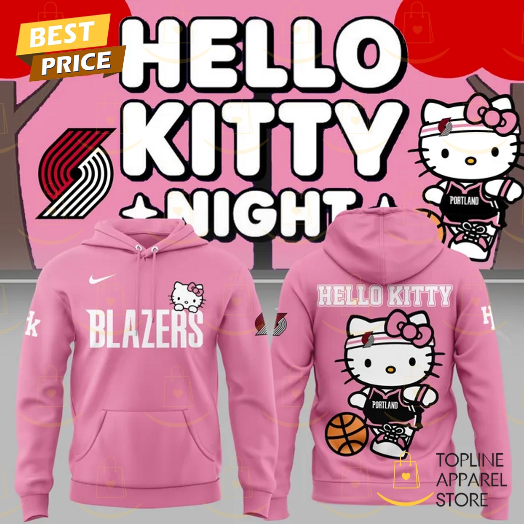 2025 Portland Trail Blazers x Hello Kitty Night Hoodie - Pink