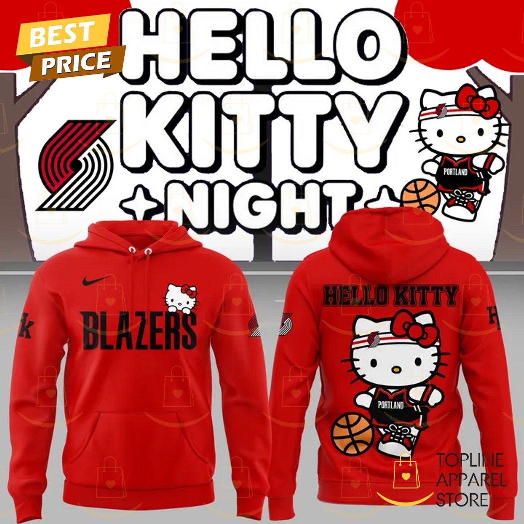 2025 Portland Trail Blazers x Hello Kitty Night Hoodie - Red
