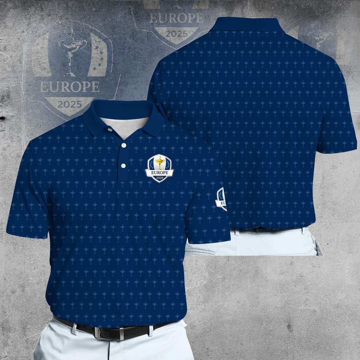 2025 Ryder Cup EU Team Blue V3 Men Polo Shirt Golf Gifts For Golfers