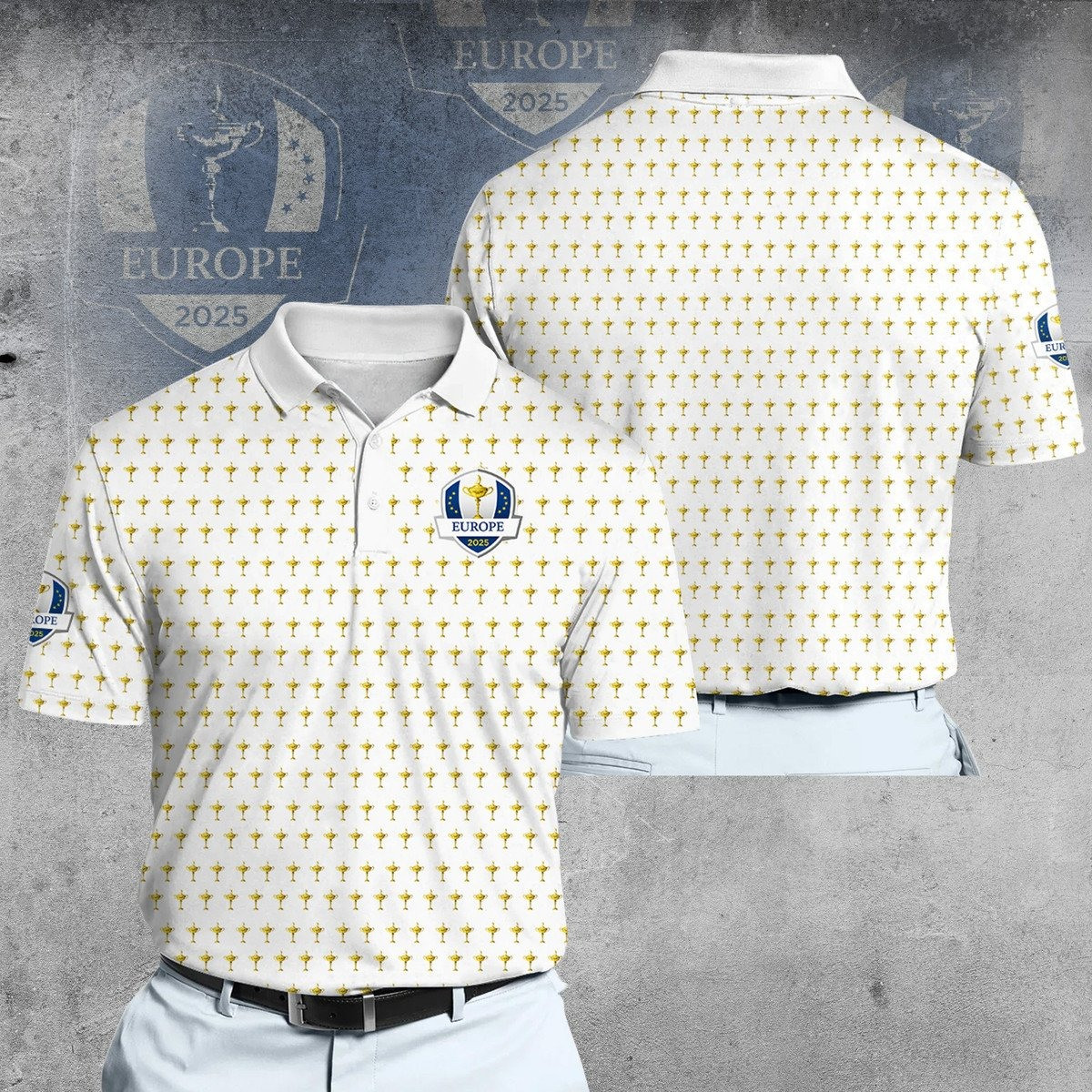 2025 Ryder Cup Europe Team White Men Polo Shirt Golf Gifts For Golfers