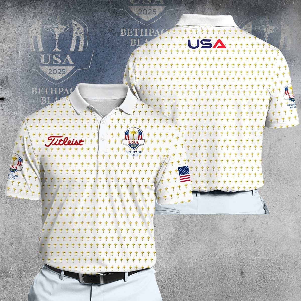 2025 Ryder Cup USA Team Golf Brand White Dynamic Microfiber Men Polo Shirt Gifts For Male Golfers