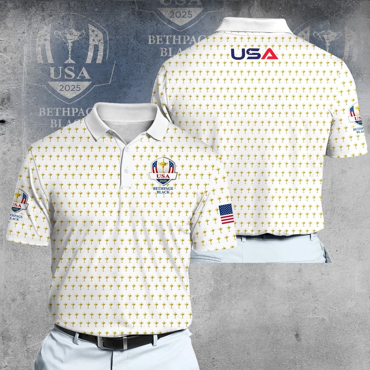 2025 Ryder Cup USA Team White Dynamic Microfiber Men Polo Shirt Golf Gifts For Golfers