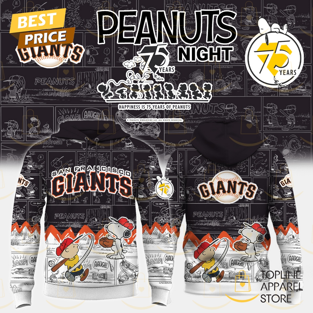 2025 San Francisco Giants x Peanuts Night 75 Years Hoodie Premium Merchandise