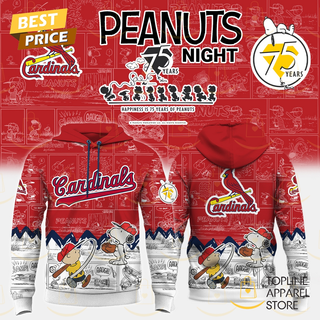 2025 St Louis Cardinals x Peanuts Night 75 Years Hoodie