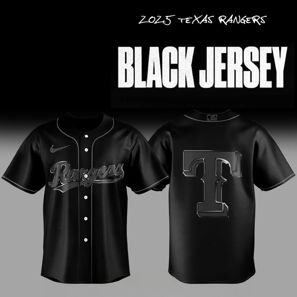 2025 Texas Rangers Back In Black Jersey Texas Rangers Merch Cool Gifts For Baseball Lovers - vazava store