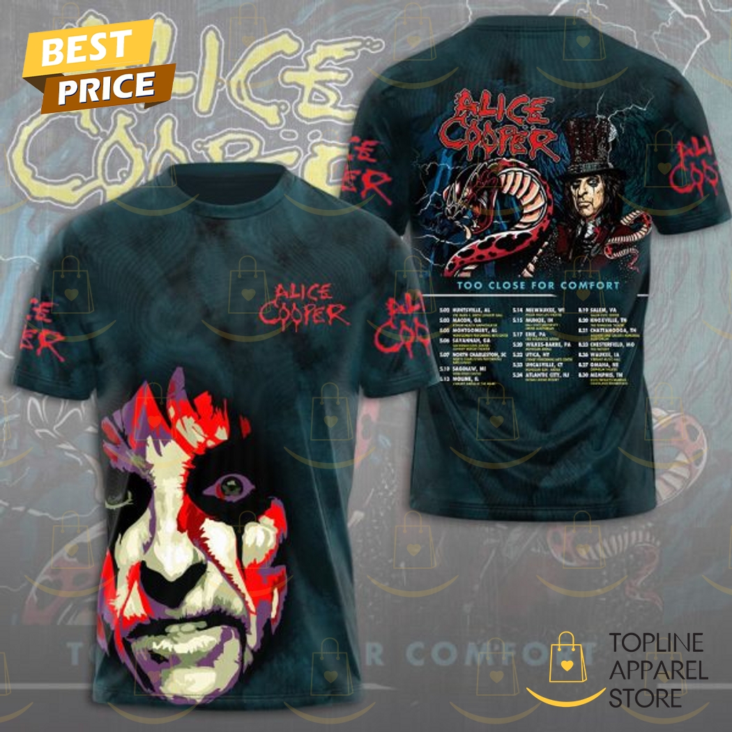 2025 Tour Alice Cooper Too Close For Comfort 3D T-Shirt Premium Merchandise