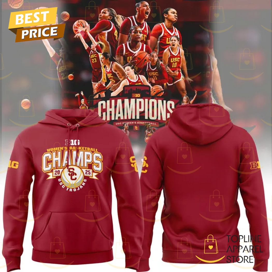 2025 USC Trojans Big Ten Champions Basketball Hoodie - Red