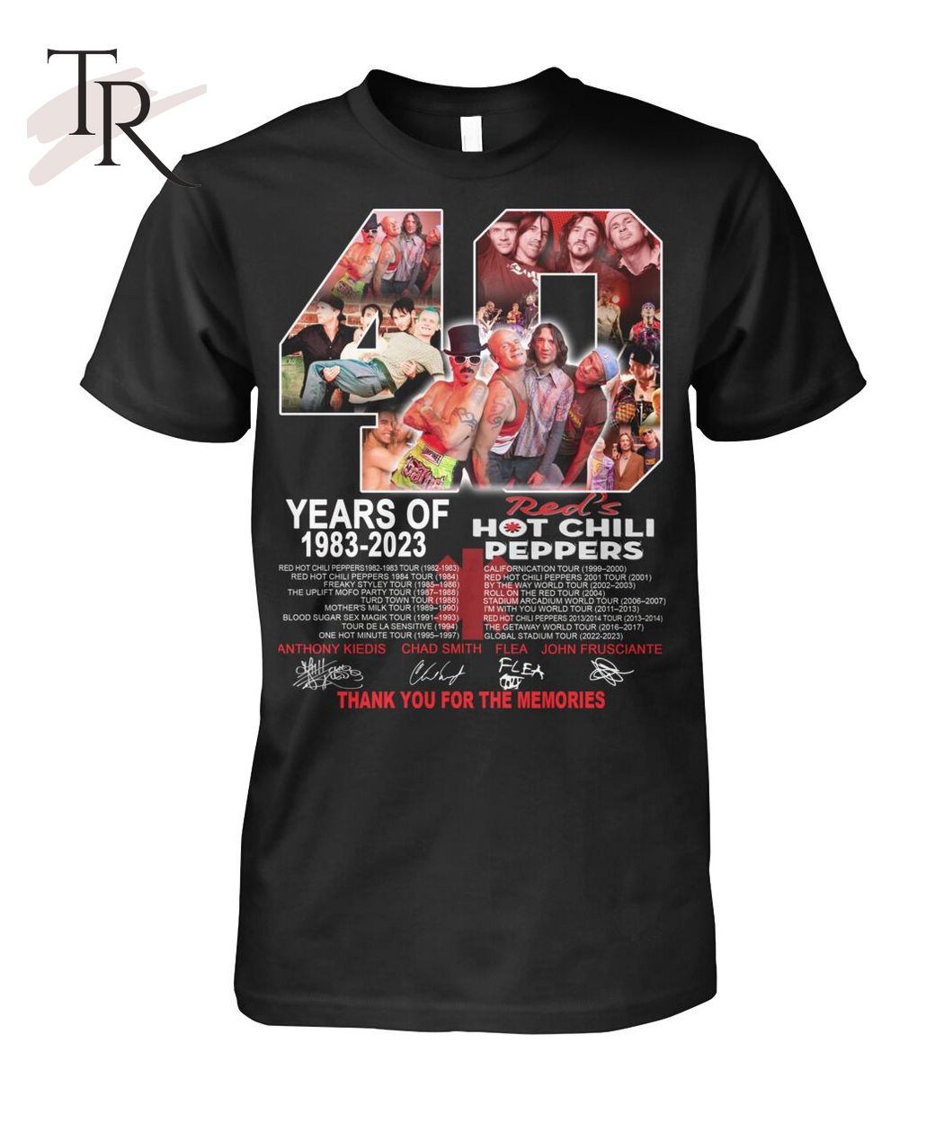 40 Years Of 1983 - 2023 Red's Hot Chili Peppers Thank You For The Memories T-Shirt