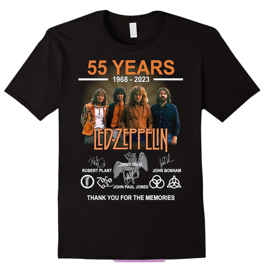 55 Years 1968 â€“ 2024 2025 Led Zeppelin Thank You For The Memories t-shirt, Led Zeppelin Rock Shirt, Led Zeppelin T-Shirt Premium Merchandise