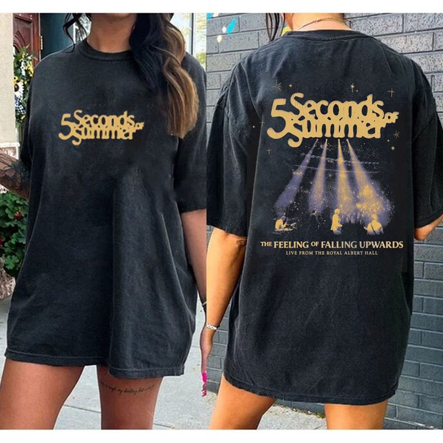 5SOS Albert Hall Black T-shirt, The Feeling of Falling Upwards Albert Hall T-Shirt Premium Merchandise