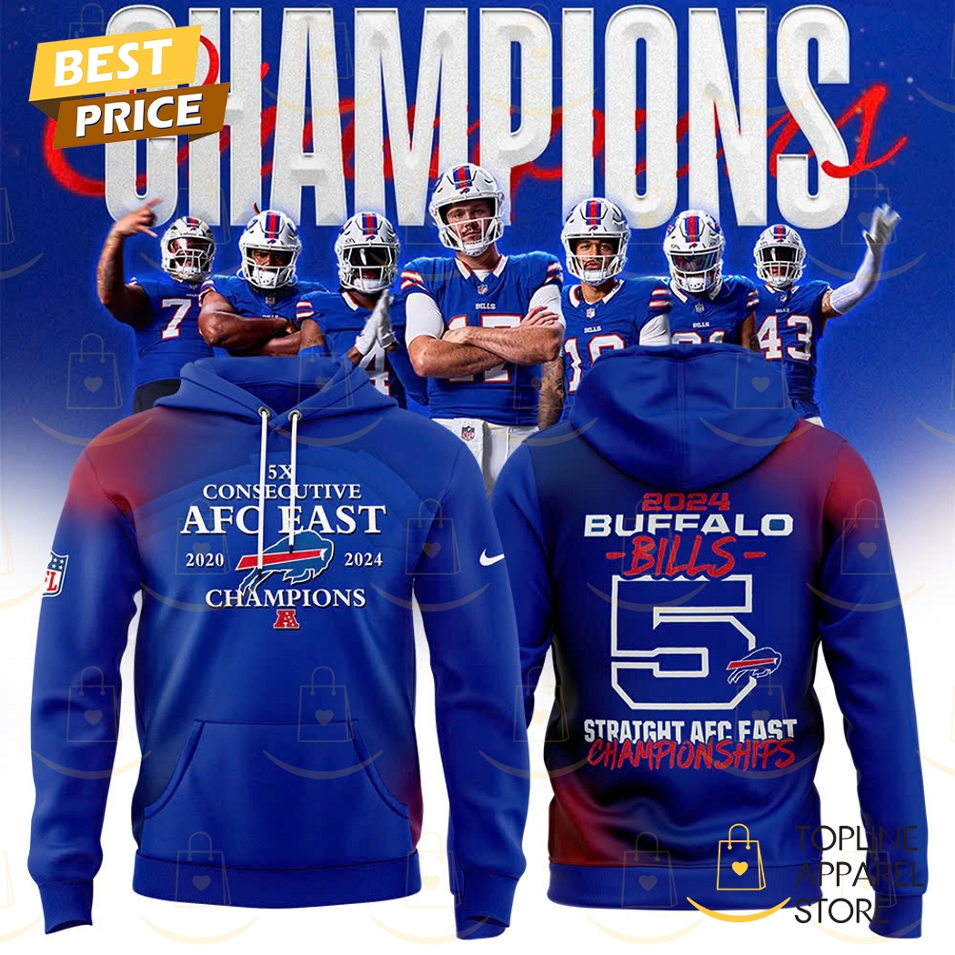 5x Consecutive AFC East 2020-2024-2025 Champions Buffalo Bills Hoodie