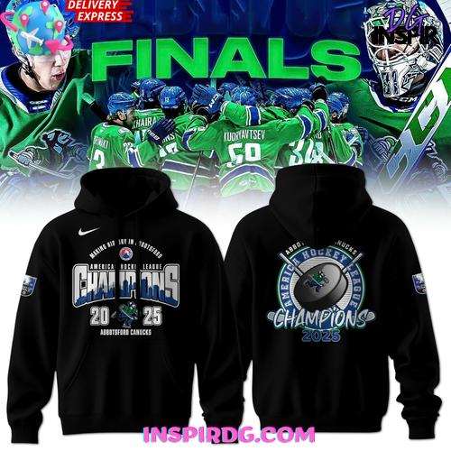 Abbotsford Canucks 2025 AHL Champions Black Hoodie Premium Merchandise