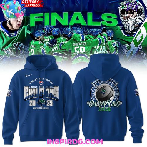 Abbotsford Canucks 2025 AHL Champions Blue Hoodie Premium Merchandise