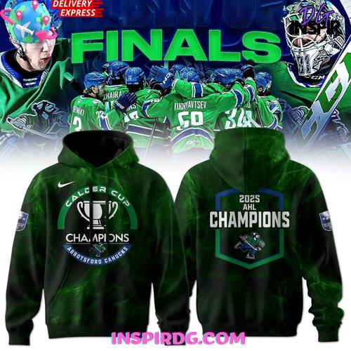 Abbotsford Canucks 2025 Calder Cup Champions Green Hoodie Premium Merchandises