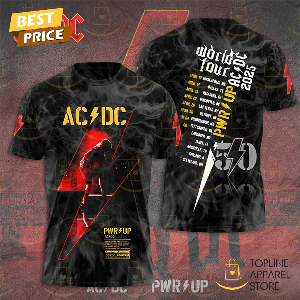 AC DC World Tour 2025 Pwr Up 3D T-Shirt Premium Merchandise