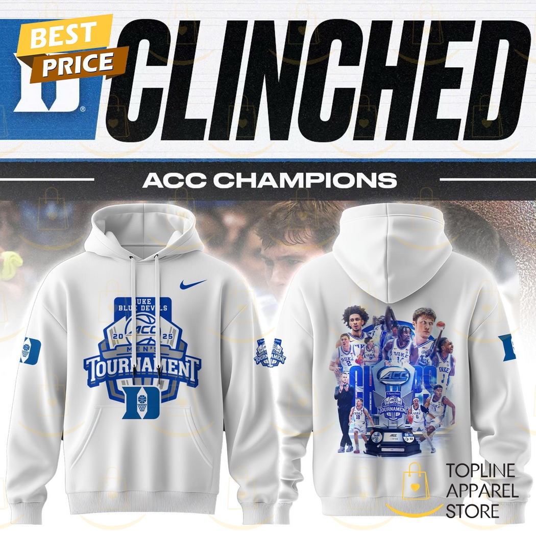 ACC Champions 2025 Duke Blue Devils Men Basketball Hoodie - White