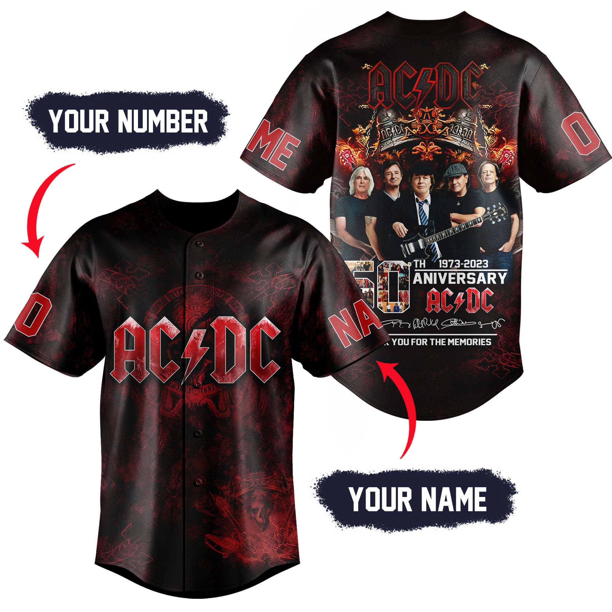AC/DC Baseball Jersey For Fans