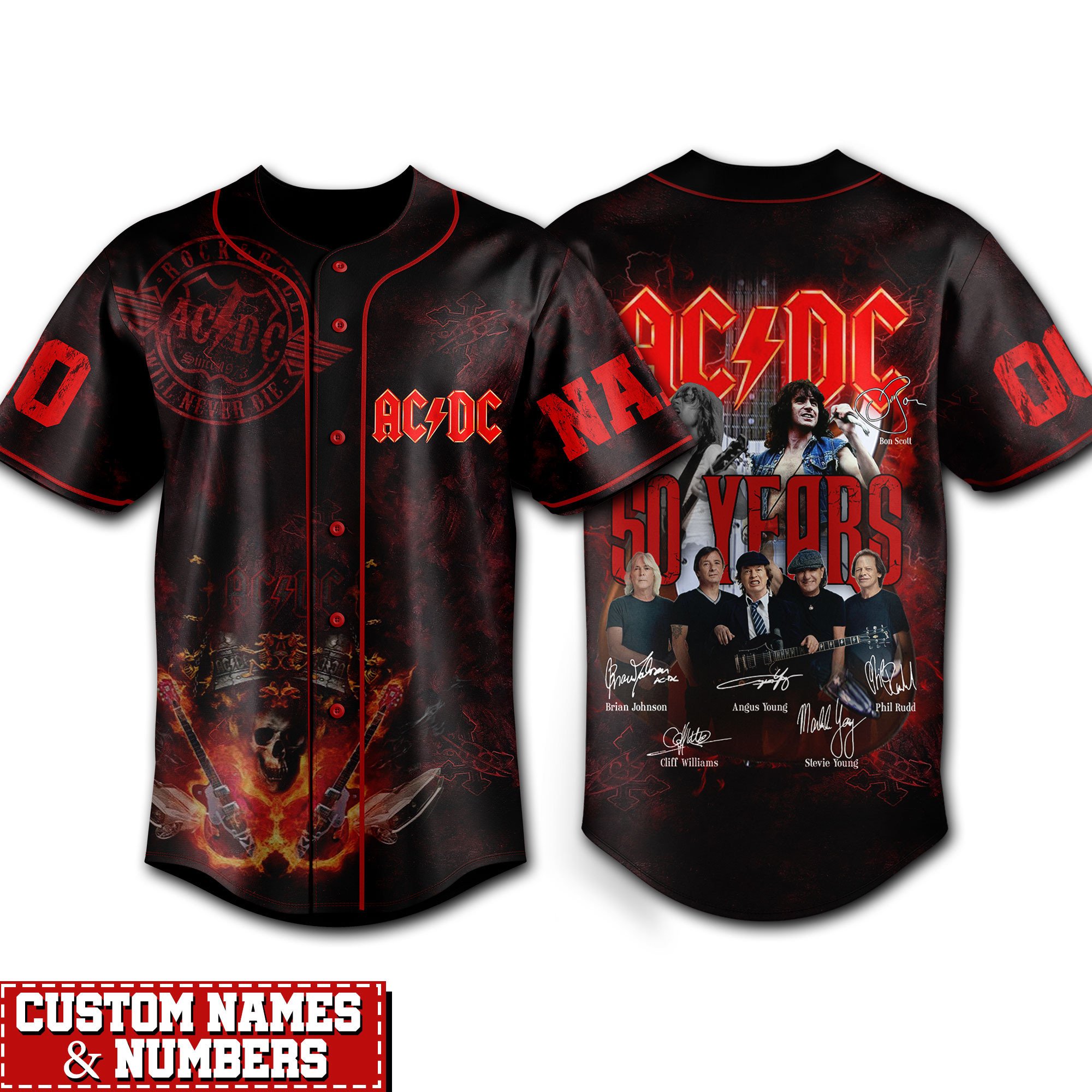 AC/DC Baseball Jersey For Fans