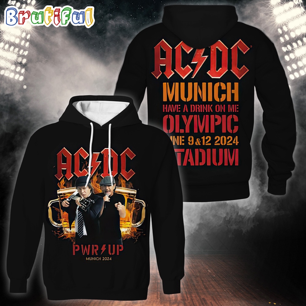 ACDC PWR Up Tour 2024 Munich Have A Drink On Me Hoodie