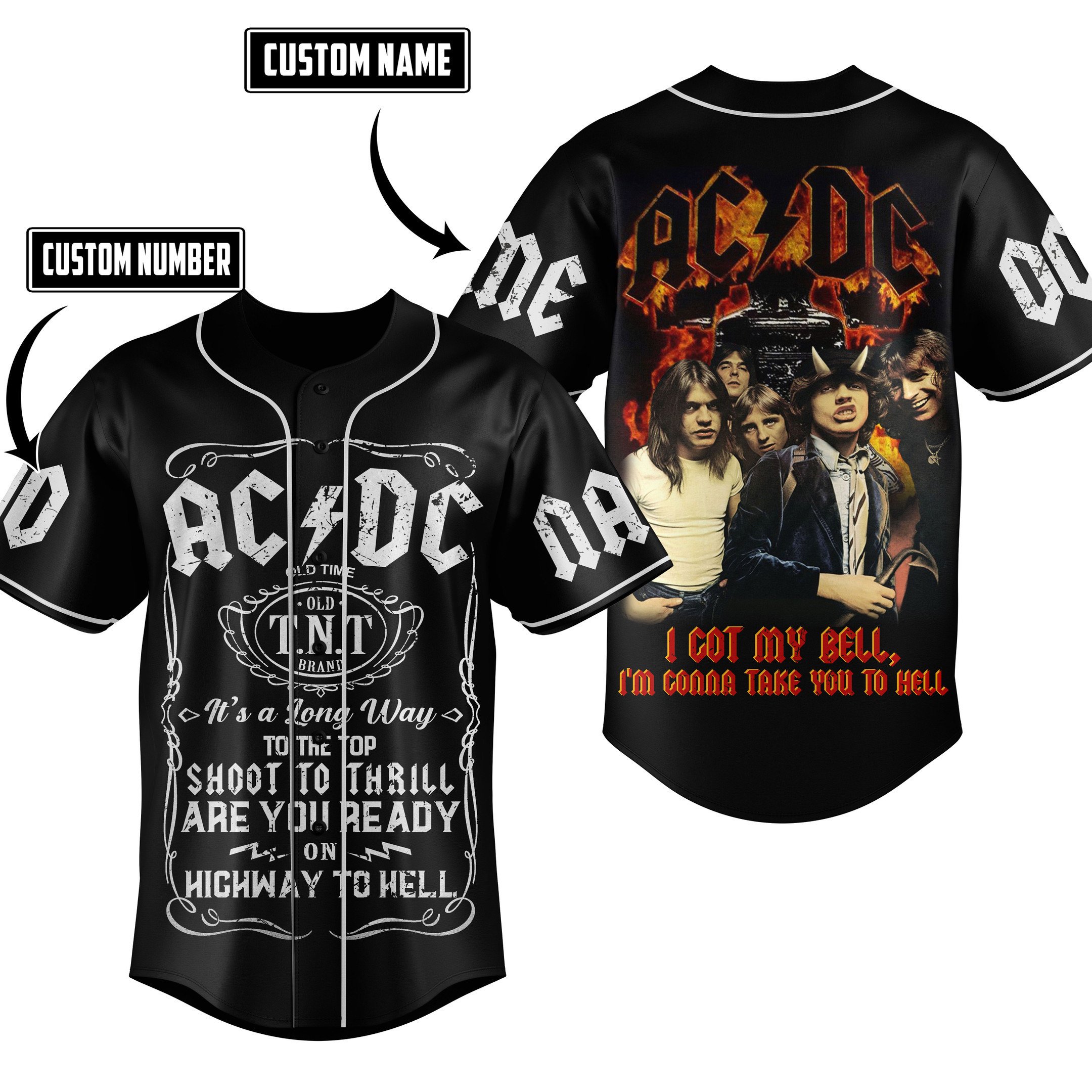 AC/DC Rock Band Baseball Jersey For Fans
