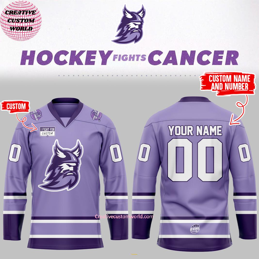 Adirondack Thunder x Hockey Fights Cancer 2024 Custom Name And Number Hockey Jersey