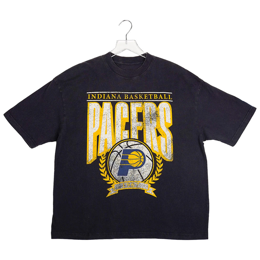 Adult Indiana Pacers Distressed Crest T-shirt Gifts For Basketball Fan